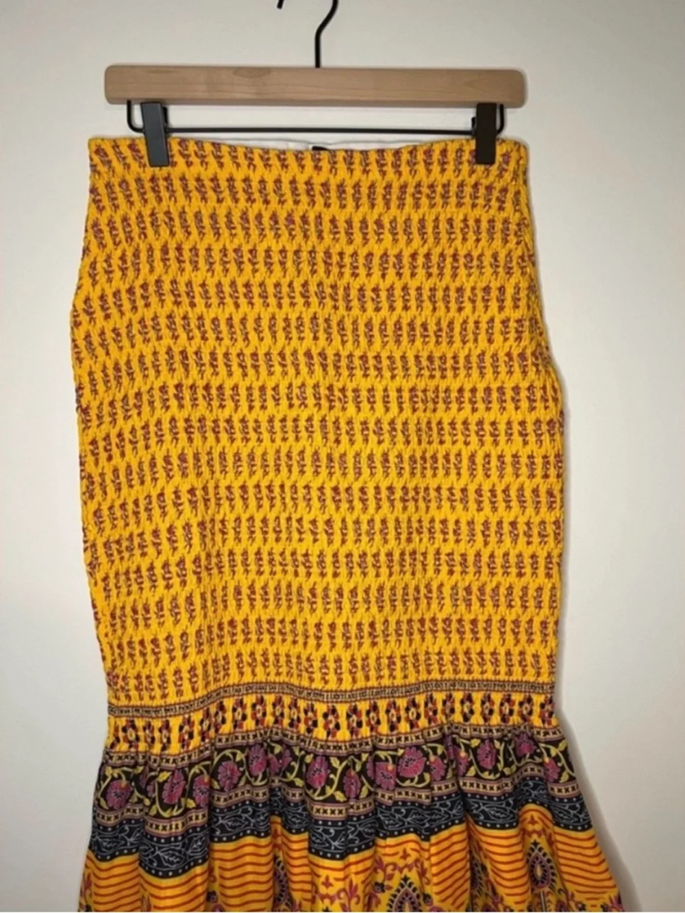 J.Crew Sunny Block Print Midi Skirt NWT Size 2 Boho Summer Yellow Cotton - Picture 5 of 8